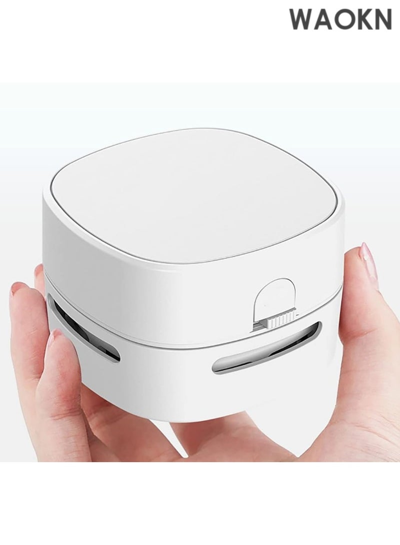 دبليو أيه أو كي أن مكنسة كهربائية مكتبية، مكنسة غبار صغيرة محمولة لاسلكية بيضاء، موفرة للطاقة، تدوم حتى 90 دقيقة، مكنسة كهربائية مكتبية لاسلكية محمولة للمنزل والمكتب - Image 4