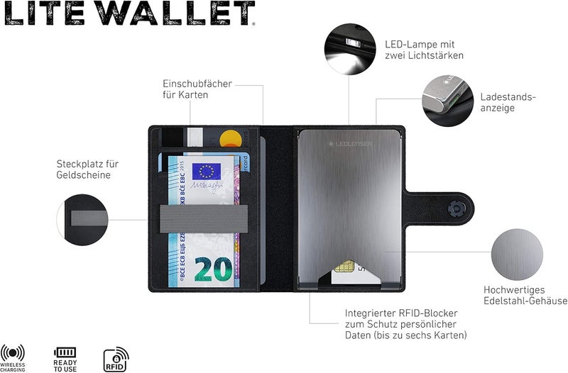 Ledlenser Lite Wallet in Classic Chestnut Leather with 150 Lumen Light - Image 2