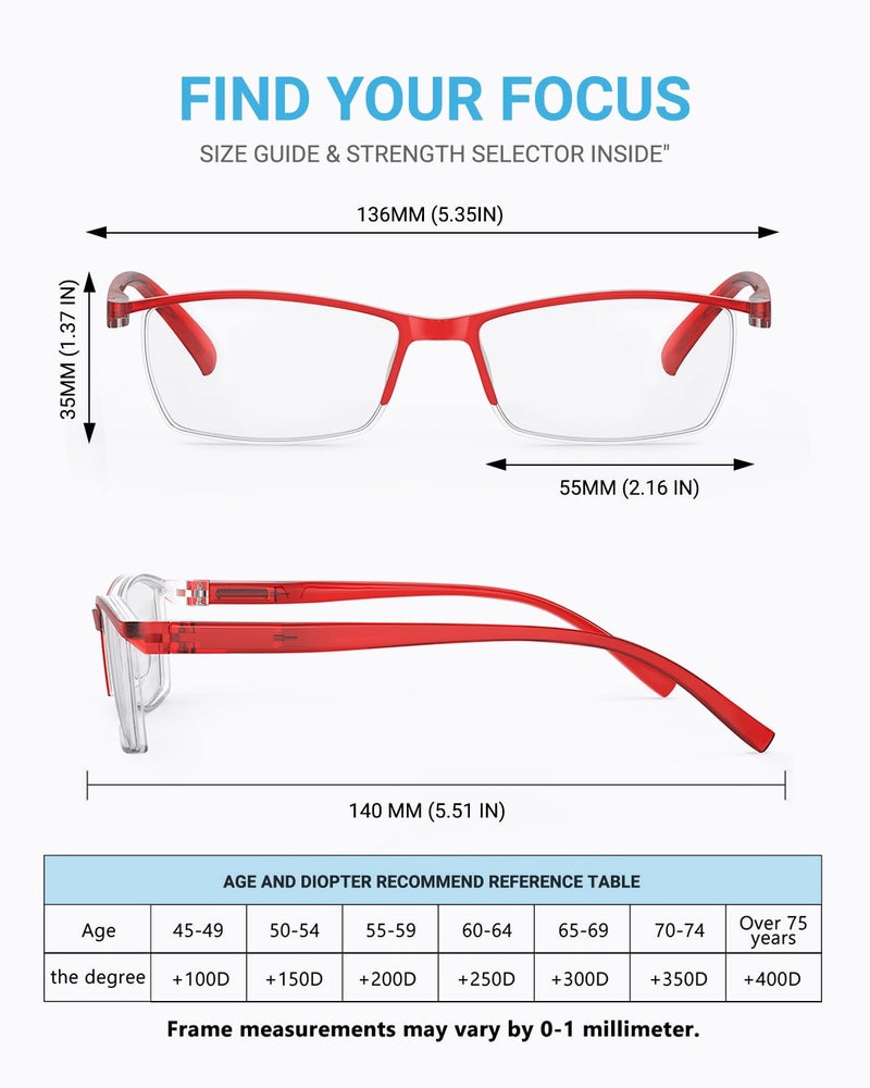 LUFF 4Pcs Anti-Blue-ray Reading Glasses Portable Ultra-Light Readers(2.75X) - Image 4
