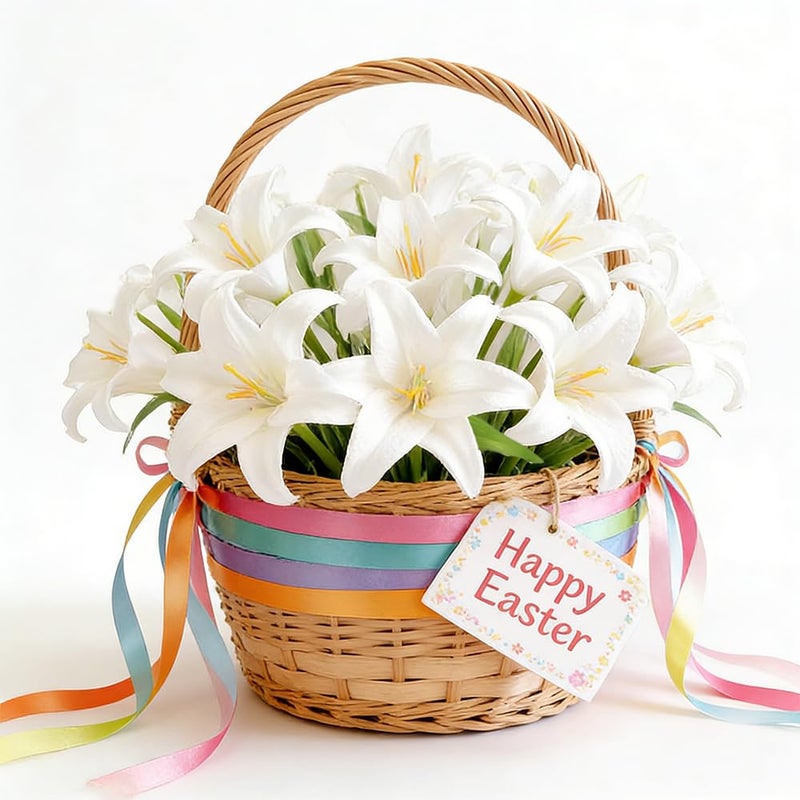Tinsow 20Pcs Artificial Lily Real Touch Flowers Fake Latex Lily Flowers White Mini Lily for Wedding Home Decoration Small Easter Lily - Image 5