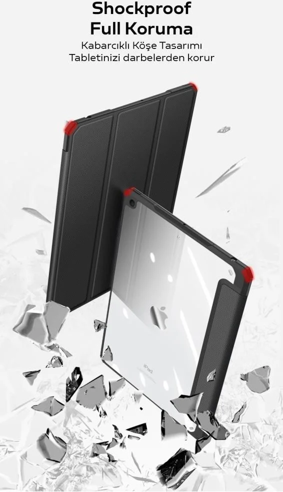 Polhammobile Polham Apple iPad 7, 8, 9 10.2 Inc Tablet Case with Transparent Back Cover, Pen Compartment, Sleep Mode