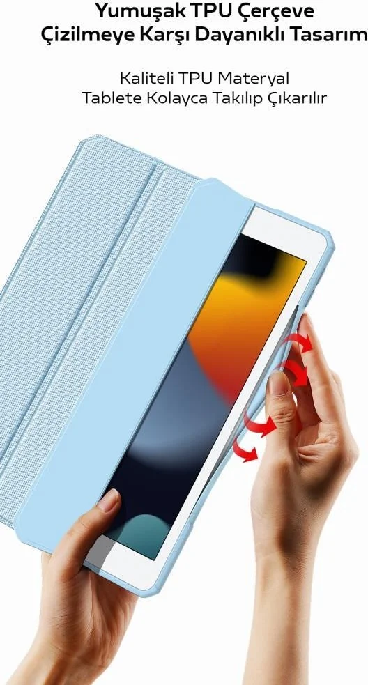 Polhammobile Polham Apple iPad 7, 8, 9 10.2 Inc Tablet Case with Transparent Back Cover, Pen Compartment, Sleep Mode