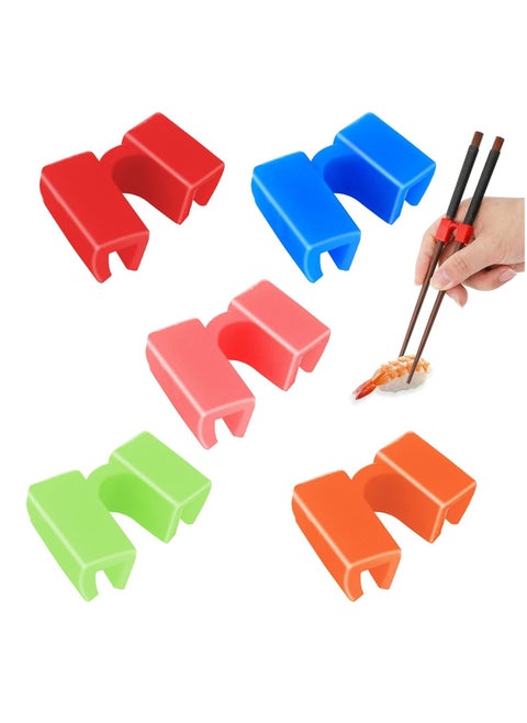 5 Pieces Reusable Chopsticks Helpers Training Chopsticks Hinges Connector for Adults, Beginner, Trainers or Learner (Multicolor)