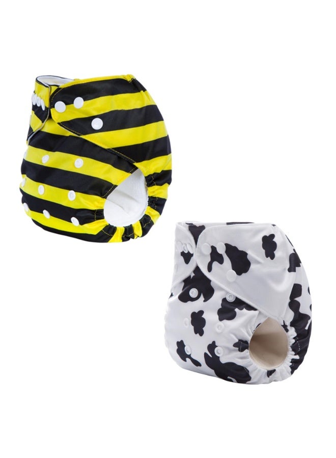 Reusable Baby Swim Nappies, 2-Pack, Bee & Cow Patterns, Waterproof PUL Fabric, Adjustable - Image 1