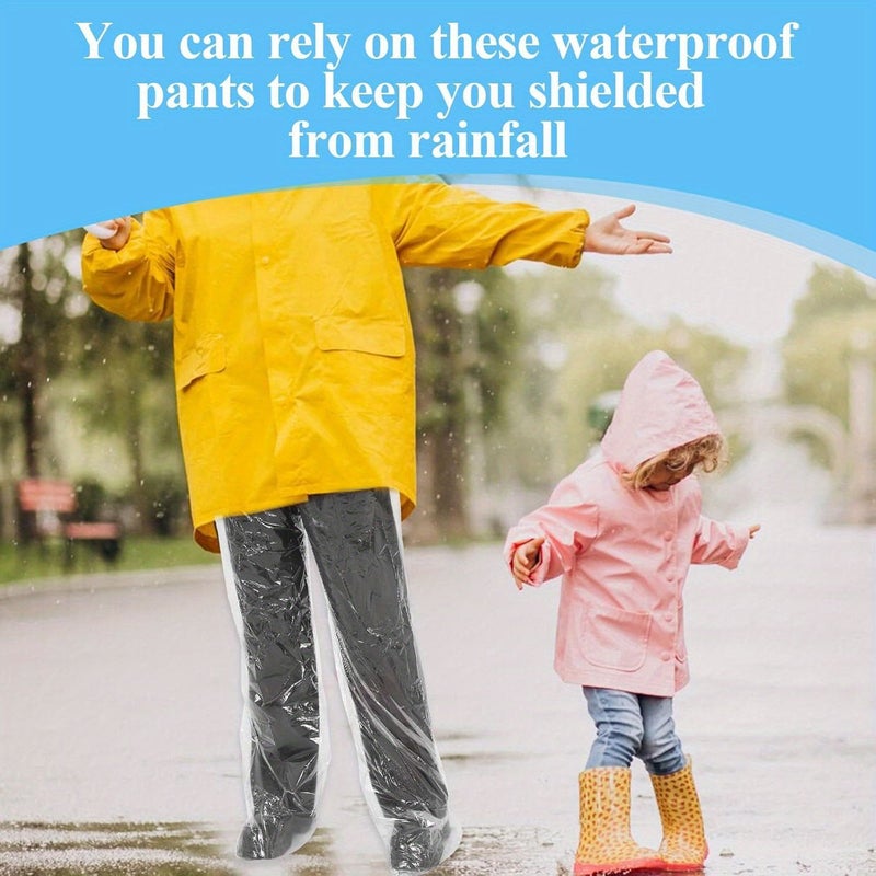 Disposable Rain Pants 15 Pcs Transparent Plastic with Shoe Covers Outdoor Blue White - Image 4