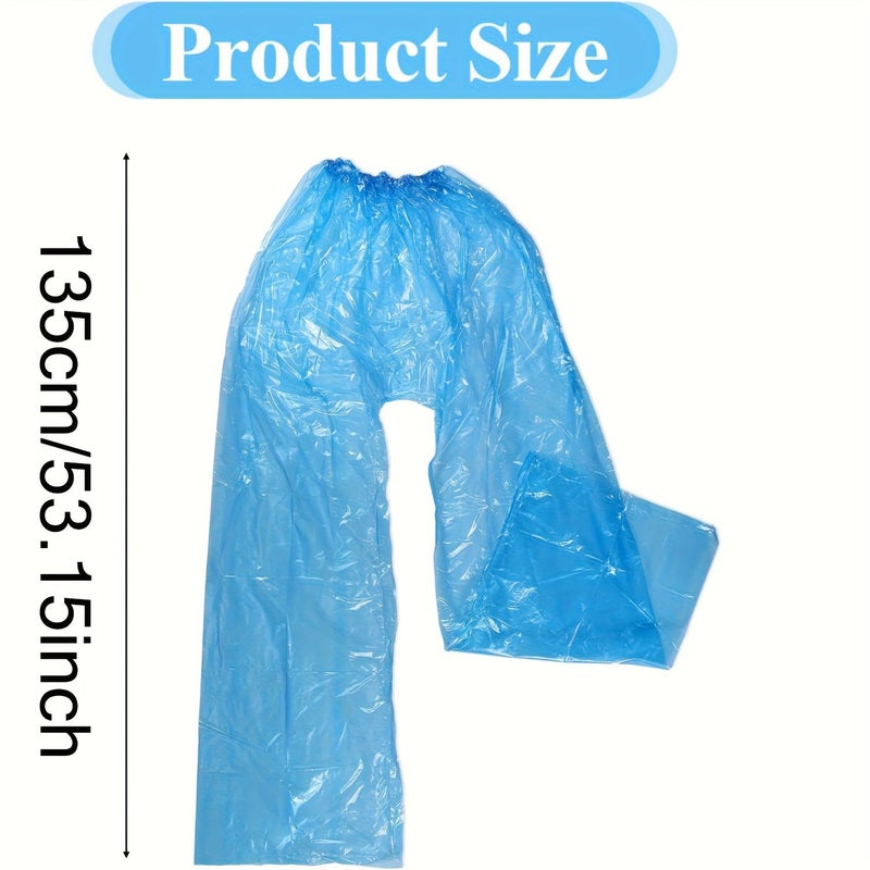 Disposable Rain Pants 15 Pcs Transparent Plastic with Shoe Covers Outdoor Blue White - Image 3