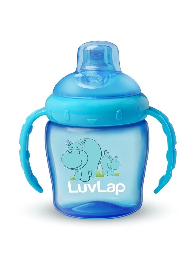 Luvlap Hippo Spout Sipper for Infant/Toddler, 225ml, Anti-Spill Sippy Cup with Soft Silicone Spout, BPA Free, Sipper with Handles, 6m+ (Blue) - Image 1