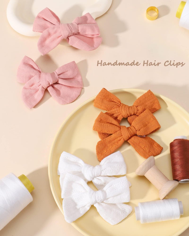 doboi 20PCS 3.6 Inches Baby Girls Linen Hair Bows Clips 10 Colors Fully Lined Hair Barrettes Accessories for Babies Infant Toddlers Kids in Pairs - Image 5