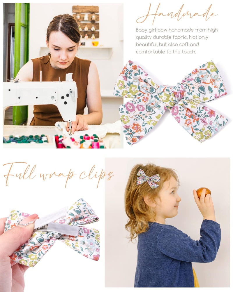 doboi 20PCS 3.6 Inches Baby Girls Linen Hair Bows Clips 10 Colors Fully Lined Hair Barrettes Accessories for Babies Infant Toddlers Kids in Pairs - Image 3