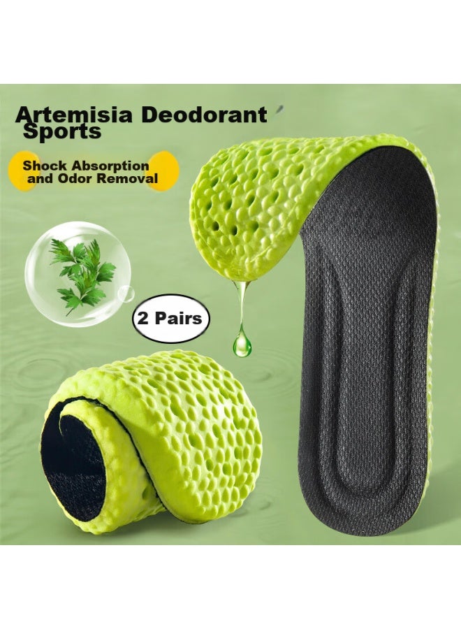 Iqgd 2 Pairs Of Odor-resistant Insoles For Men And Women, Sports Ai Grass Antibacterial Shock-absorbing Breathable Military Training Ai Grass Deodorizing Style, Size 35-36 - Image 1