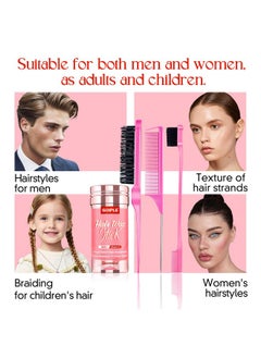 Goiple Hair Wax Stick Hair Pomade Hair Silk Stick for Hair, Long-Lasting Styling Wax Stick, Smoothing & Slick Stick for Women Men Fly Away & Edge Frizz Wax Hair with Edge Brush, Bristle Brush & Hair Comb  - Image 4