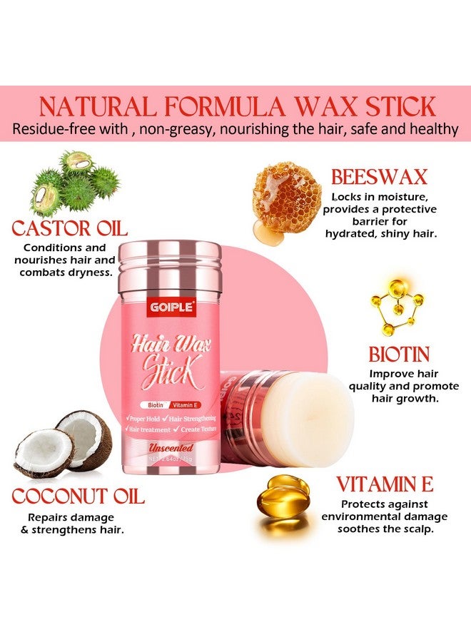 Goiple Hair Wax Stick Hair Pomade Hair Silk Stick for Hair, Long-Lasting Styling Wax Stick, Smoothing & Slick Stick for Women Men Fly Away & Edge Frizz Wax Hair with Edge Brush, Bristle Brush & Hair Comb - Image 2