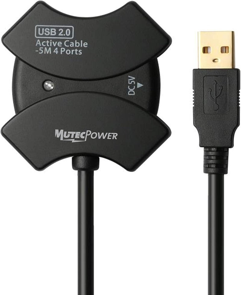 MutecPower 33 ft (10m) USB 2.0 Active Extension Cable with 4-Port USB Hub and extention chipset - USB Male to Female Cord/Repeater Cable 33 Feet Black - Image 3