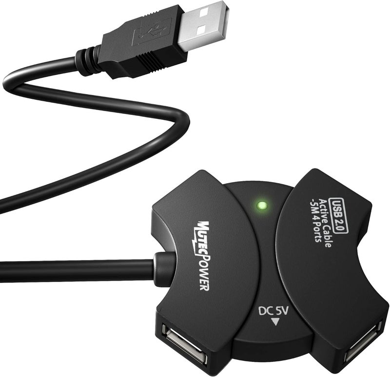 MutecPower 33 ft (10m) USB 2.0 Active Extension Cable with 4-Port USB Hub and extention chipset - USB Male to Female Cord/Repeater Cable 33 Feet Black - Image 2