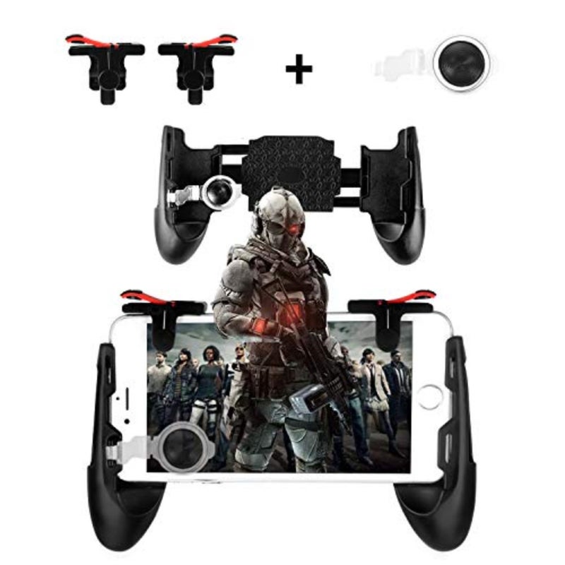 for Mobile Game Controllers, Finger Triggers for Mobile Phone, Sensitive Shoot Controller Joysticks Gamepad for Rules of Survival/PUBG 3 in 1 Portable Gamepad + 1 Pair Finger Triggers + Phone Joysticks Replacement Set - Image 1