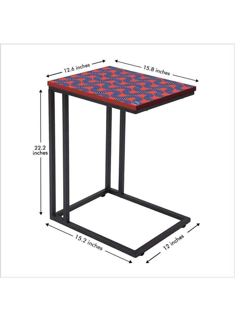 Nutcase Nutcase Design C Shaped Side Table for Laptop Work on Sofa CouchStudy Breakfast Snack Serving End Tables for Living Room Bedroom Orange Retro Pattern  - Image 3