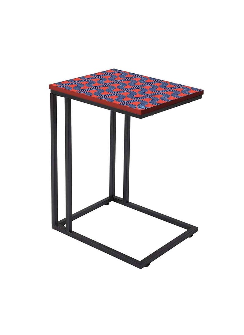 Nutcase Nutcase Design C Shaped Side Table for Laptop Work on Sofa CouchStudy Breakfast Snack Serving End Tables for Living Room Bedroom Orange Retro Pattern  - Image 1