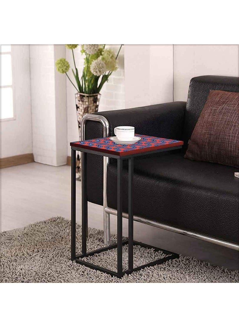 Nutcase Nutcase Design C Shaped Side Table for Laptop Work on Sofa CouchStudy Breakfast Snack Serving End Tables for Living Room Bedroom Orange Retro Pattern  - Image 4