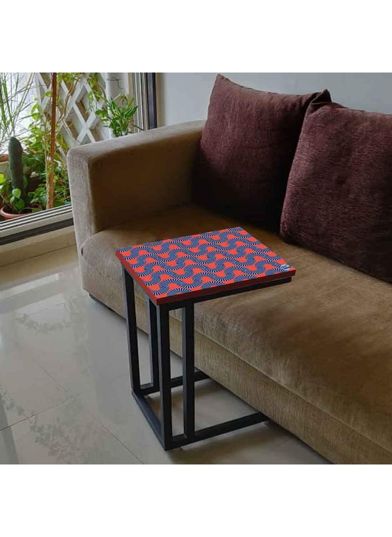 Nutcase Nutcase Design C Shaped Side Table for Laptop Work on Sofa CouchStudy Breakfast Snack Serving End Tables for Living Room Bedroom Orange Retro Pattern  - Image 5