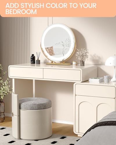 GAOMON Vanity Mirror with Led Lights, 19 Inches Touch Control 3 Color 2024 New Dimmable Makeup Mirror, 360°Rotation Round Desk Mirror, Easy to Assemble (Gold) - Image 5