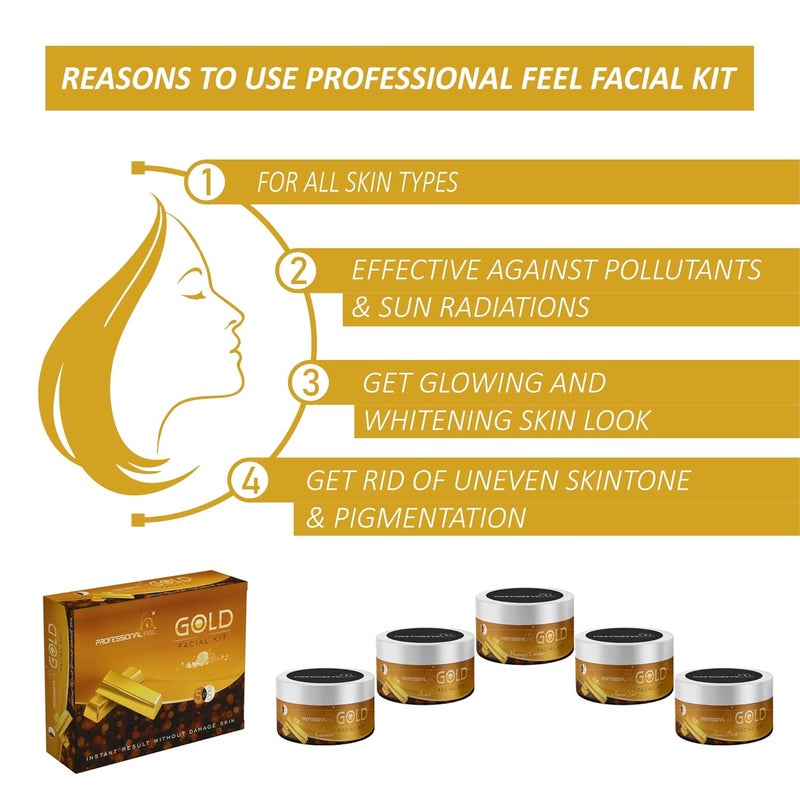 PROFESSIONAL FEEL 24K GOLD FACIAL KIT Combo Set of 5 - Image 3