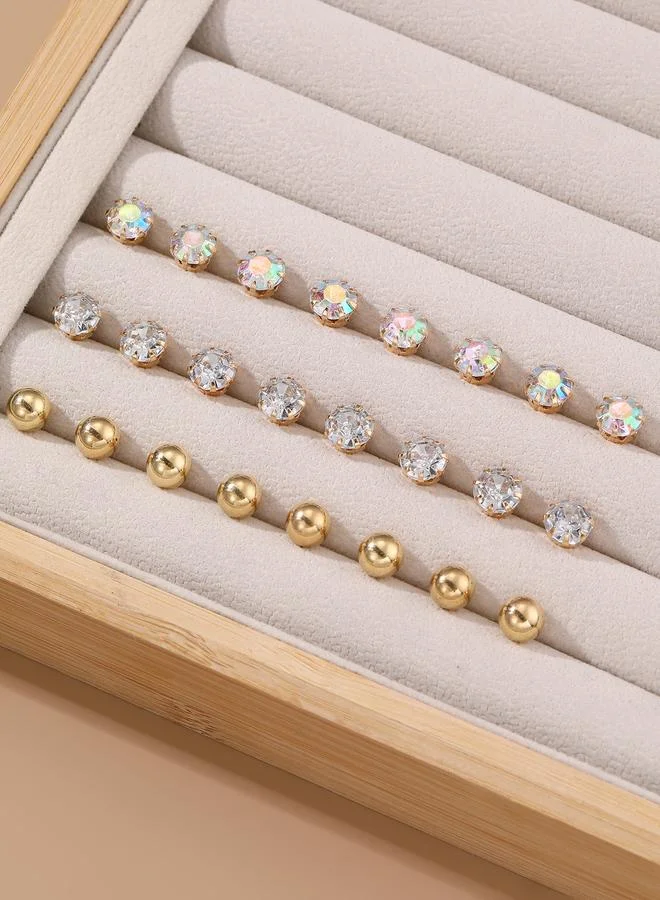 Take Two  Set Of 12 - Rhinestone and Ball Stud Earrings for Women | Best Price UAE