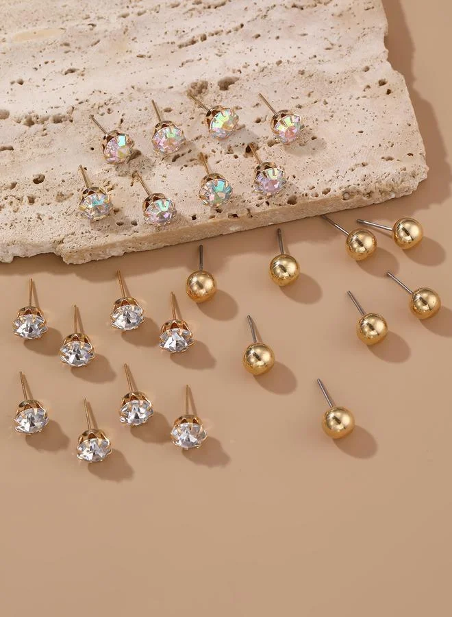 Take Two  Set Of 12 - Rhinestone and Ball Stud Earrings for Women | Best Price UAE