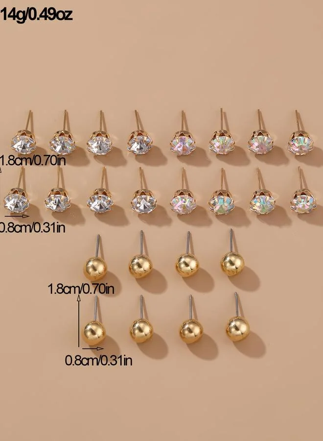 Take Two  Set Of 12 - Rhinestone and Ball Stud Earrings for Women | Best Price UAE