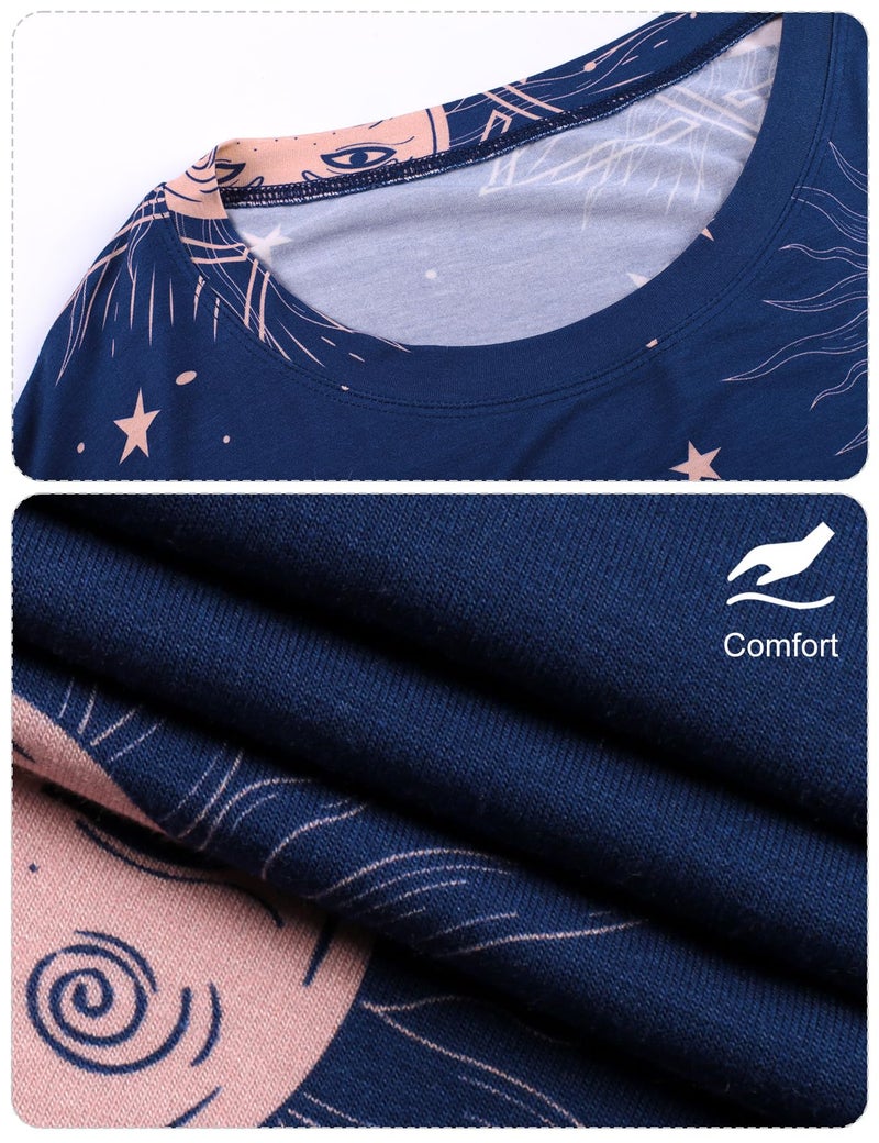KFUBUO Plus Size Nightgowns for Women Oversized Sleep Shirts Sleep Tee Short Sleeves Print Sleepwear With Pocket Fit S-5XL - Image 5
