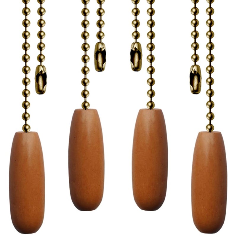 Aeknewo 4 Pack Ceiling Fan Pull Chains 12-inch Beaded Ball Chains Wooden Decorative Pendant Extension Chains for Ceiling Light Lamp Fan Chain(Bronze) - Image 1