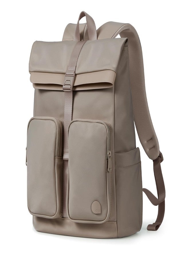 aji Travel Laptop Backpack for Men Women, Large School Backpack Fit 17Inch Laptop, Side Access&Wide Opening Expandable Carry on Backpack for Airplanes, Water Resistant Computer Backpack(Apricot) - Image 1