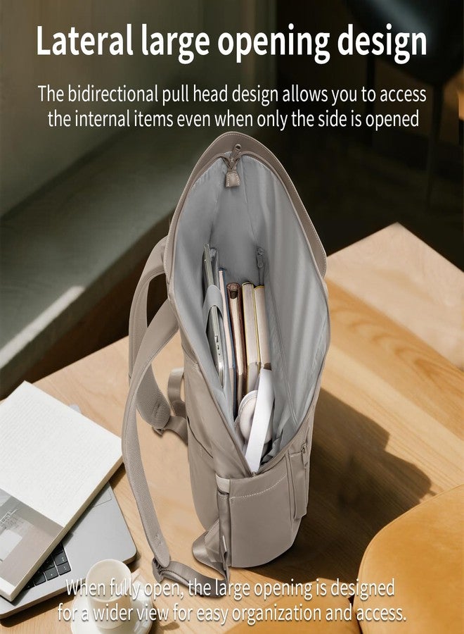 aji Travel Laptop Backpack for Men Women, Large School Backpack Fit 17Inch Laptop, Side Access&Wide Opening Expandable Carry on Backpack for Airplanes, Water Resistant Computer Backpack(Apricot) - Image 3