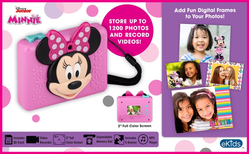 eKids Minnie Mouse Kids Camera with SD Card, Digital Camera for Kids with Video Recording and Built-in Digital Stickers (Minnie) - Image 2