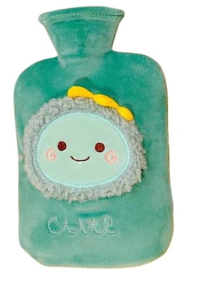 Toyshine 1000ml Cute Cartoon Design Hot Water Bottle with Cover for Kids Great Hand Warmer for Pain Relief Hot and Cold Therapy - Green - Image 1