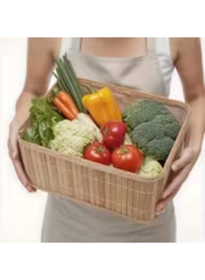 إيروريكس طقم 3 سلال خيزران قابلة للتكديس – سلال ريفية بطابع كوتيدجكور وفارمهاوس بتصميم فينتج، تخزين منسوج للمخزن والأرفف والخزائن، طقم منظمات متداخلة بملمس يدوي - Image 1