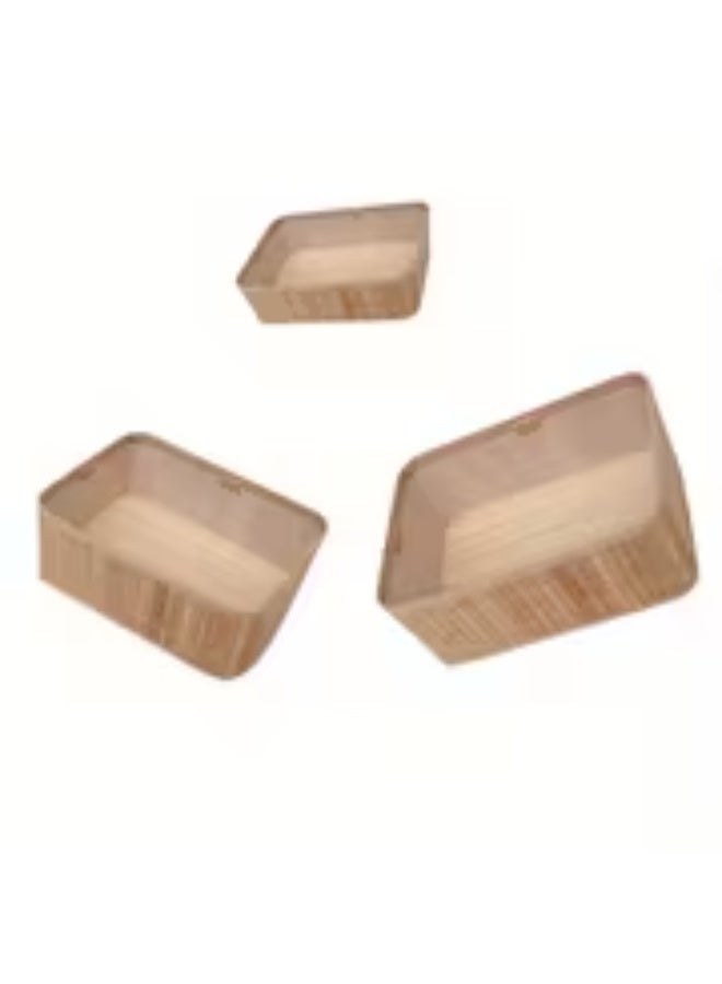 إيروريكس طقم 3 سلال خيزران قابلة للتكديس – سلال ريفية بطابع كوتيدجكور وفارمهاوس بتصميم فينتج، تخزين منسوج للمخزن والأرفف والخزائن، طقم منظمات متداخلة بملمس يدوي - Image 3