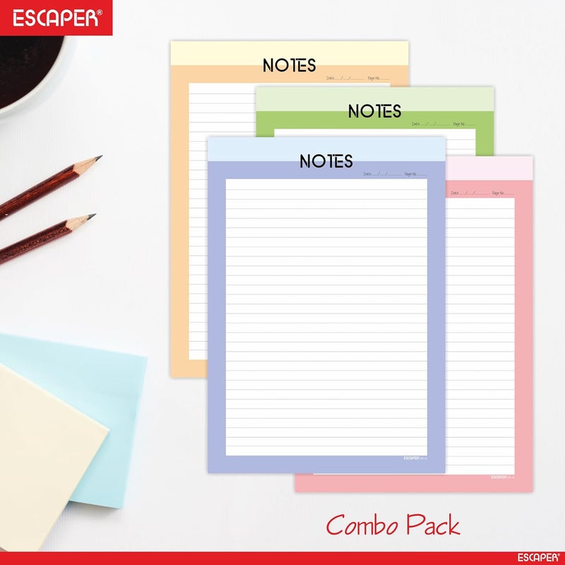 ESCAPER أوراق مصممة A4 – ورق كتابة 90 GSM – جانب واحد مسطر وجانب واحد فارغ – لمشاريع المدرسة، الواجبات، الاستخدام المكتبي والطباعة (ثيم باستيل، 100 ورقة (25 لكل تصميم)) - Image 2