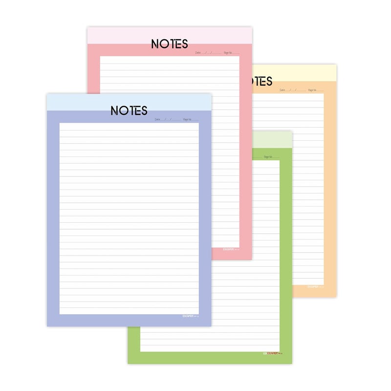 ESCAPER أوراق مصممة A4 – ورق كتابة 90 GSM – جانب واحد مسطر وجانب واحد فارغ – لمشاريع المدرسة، الواجبات، الاستخدام المكتبي والطباعة (ثيم باستيل، 100 ورقة (25 لكل تصميم)) - Image 1