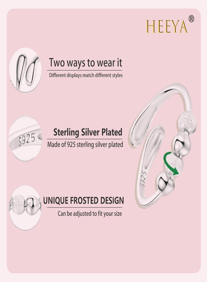 HEEYA Anxiety Rings for Women,Sterling Silver Rings to my daughter,Adjustable Stress Spinner Ring with Beads,Gold Fidget Ring for Anxiety Women,Thumb Jewelry for Birthday,Christmas with Gift Card - Image 2