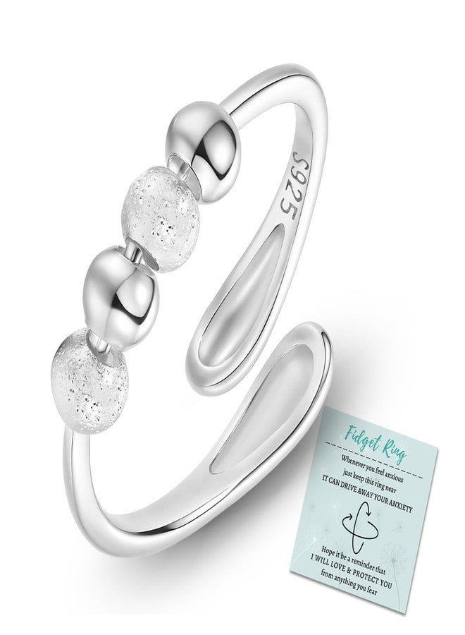 HEEYA Anxiety Rings for Women,Sterling Silver Rings to my daughter,Adjustable Stress Spinner Ring with Beads,Gold Fidget Ring for Anxiety Women,Thumb Jewelry for Birthday,Christmas with Gift Card - Image 1