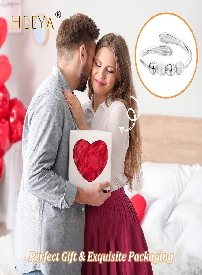 HEEYA Anxiety Rings for Women,Sterling Silver Rings to my daughter,Adjustable Stress Spinner Ring with Beads,Gold Fidget Ring for Anxiety Women,Thumb Jewelry for Birthday,Christmas with Gift Card - Image 5