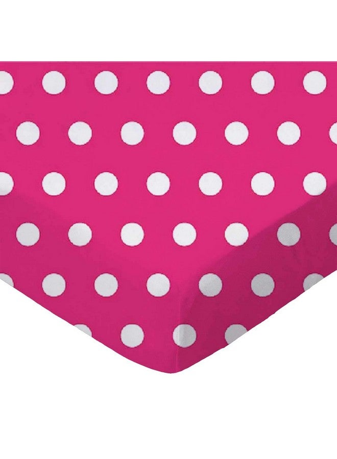 SHEETWORLD.COM SheetWorld 100% Cotton Percale Extra Deep Fitted Portable Mini Crib Sheet 24 x 38 x 5.5, Polka Dots Hot Pink, Made in USA - Image 1