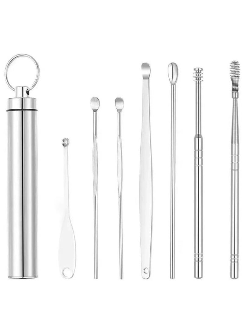 Gentle Ear Wax Removal: 7-Piece Stainless Steel Ear Pick Cleaning Tool - Image 1