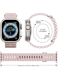 Color Fans Apple Watch Ocean Band 41mm 40mm 38mm for Men Women, Soft Silicone Sport Band Replacement Strap for Apple Watch Ultra iWatch Series 8 7 SE 6 5 4 3 2 1 Pink Sand  - Image 3