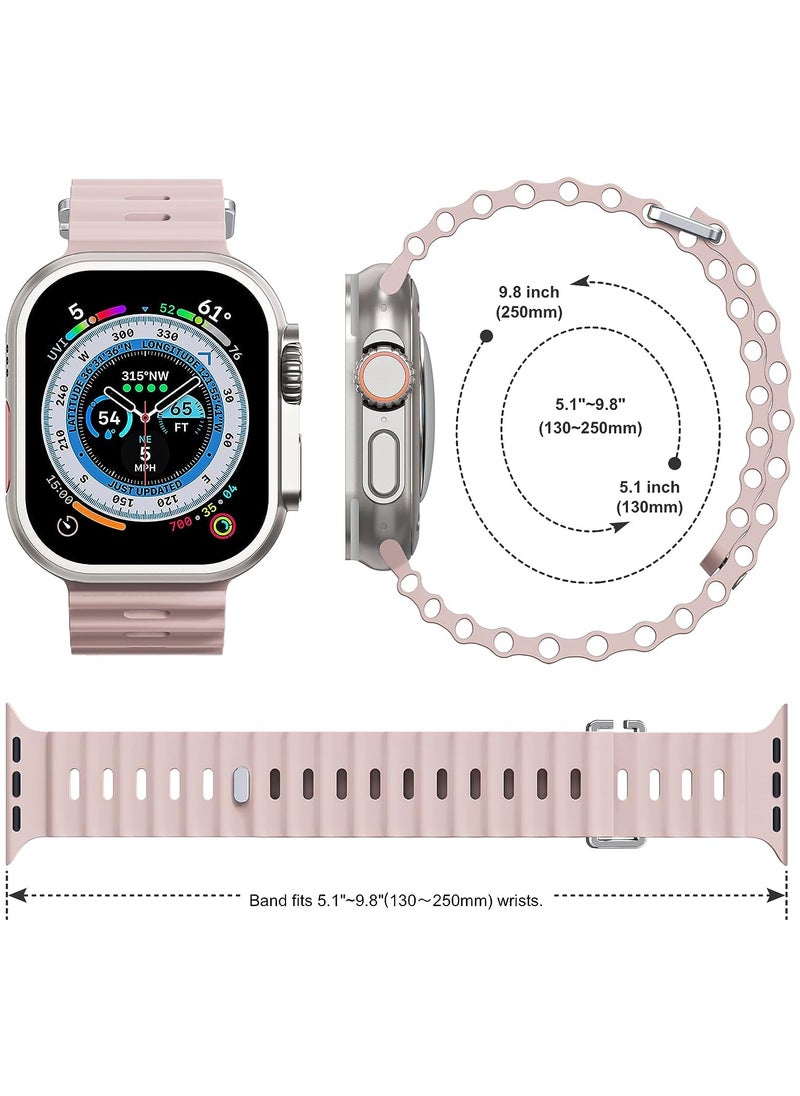 Color Fans Apple Watch Ocean Band 41mm 40mm 38mm for Men Women, Soft Silicone Sport Band Replacement Strap for Apple Watch Ultra iWatch Series 8 7 SE 6 5 4 3 2 1 Pink Sand  - Image 3