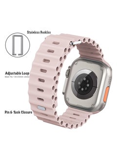 Color Fans Apple Watch Ocean Band 41mm 40mm 38mm for Men Women, Soft Silicone Sport Band Replacement Strap for Apple Watch Ultra iWatch Series 8 7 SE 6 5 4 3 2 1 Pink Sand  - Image 4