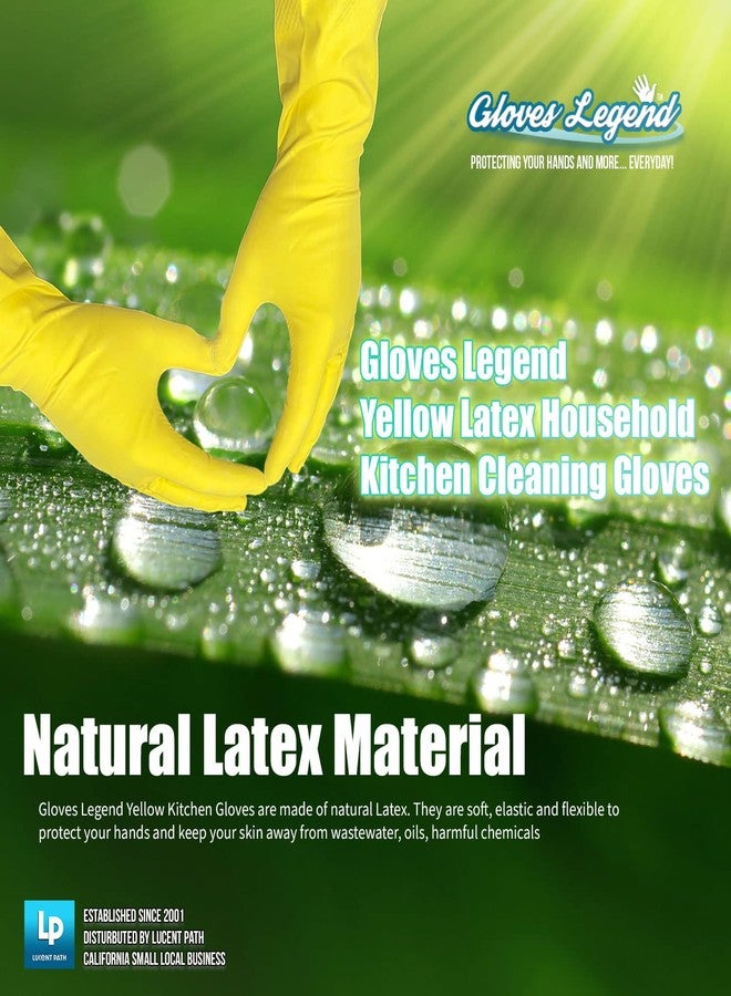 Gloves Legend 3 Pairs (6 Gloves) - Gloves Legend Size Medium - Latex Yellow Household Kitchen Cleaning Dishwashing Reusable Gloves - Image 4