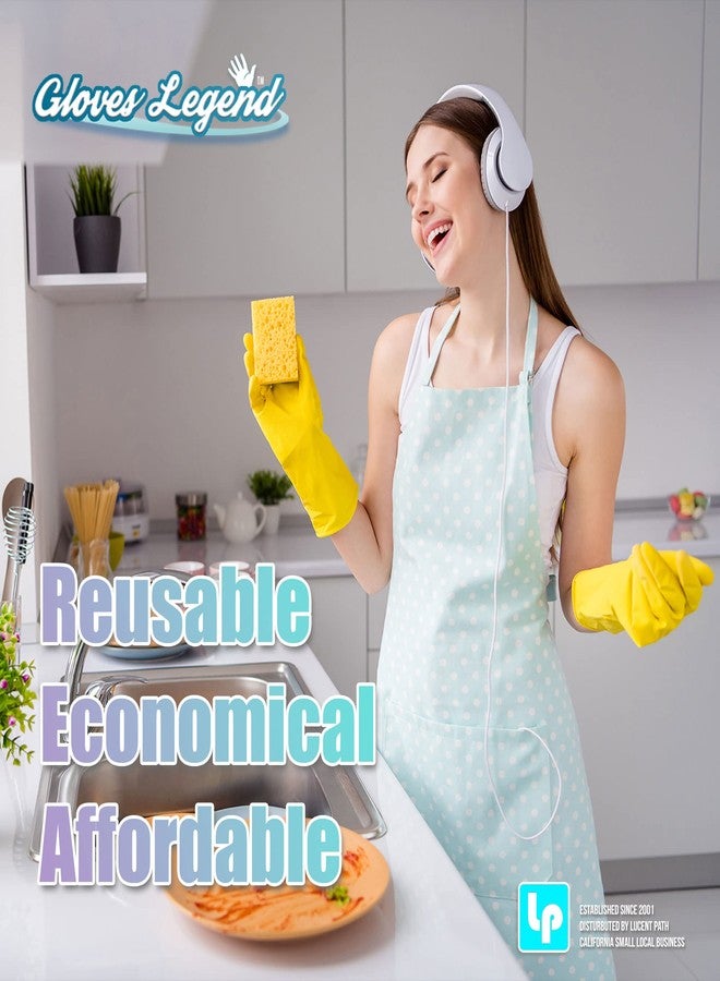 Gloves Legend 3 Pairs (6 Gloves) - Gloves Legend Size Medium - Latex Yellow Household Kitchen Cleaning Dishwashing Reusable Gloves - Image 3