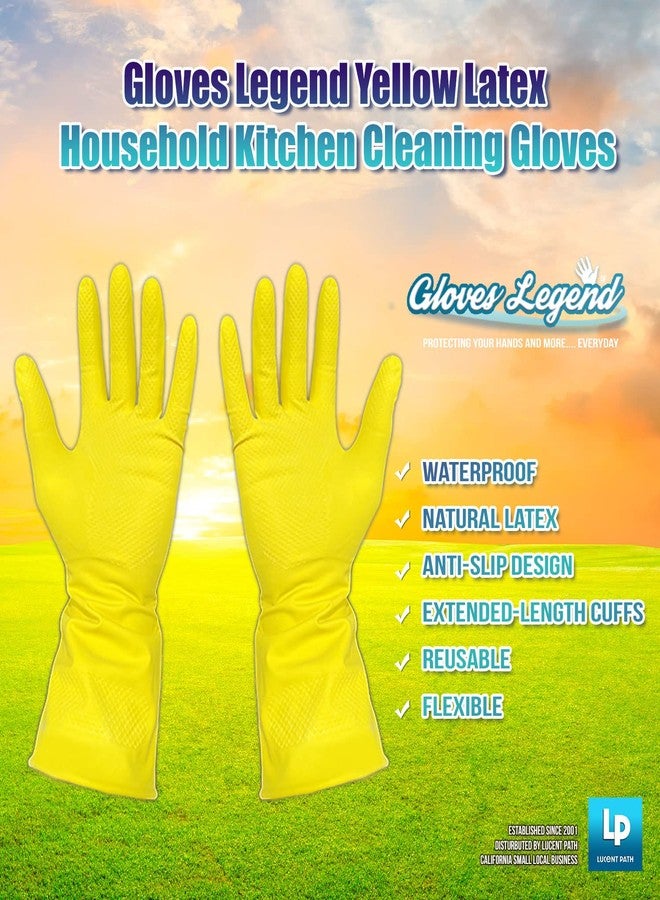 Gloves Legend 3 Pairs (6 Gloves) - Gloves Legend Size Medium - Latex Yellow Household Kitchen Cleaning Dishwashing Reusable Gloves - Image 5