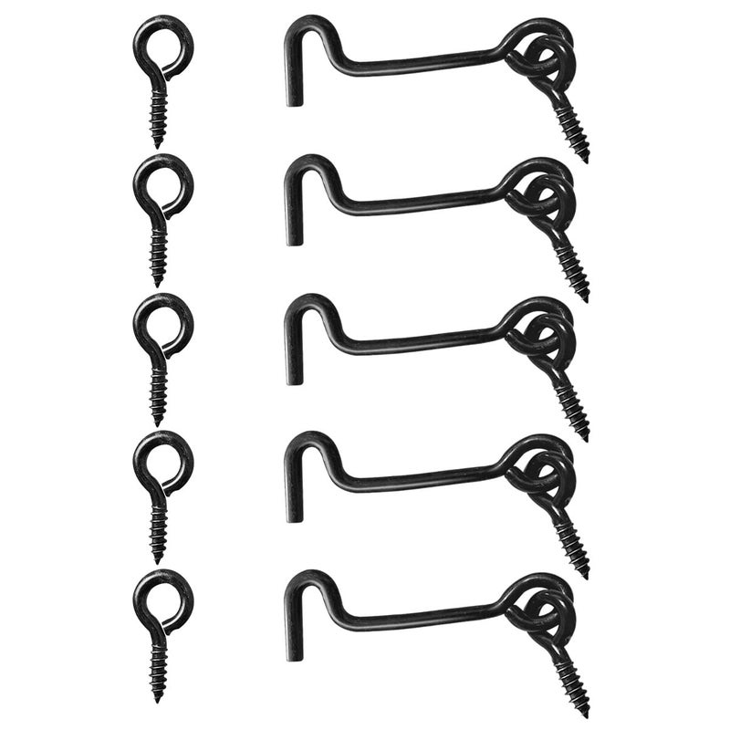 Sdstone Cabin Hook Eye Latch Gate Door Swivel Window Latch with Mounting Screws Carbon Steel Door Hook 3 inch 5PCS